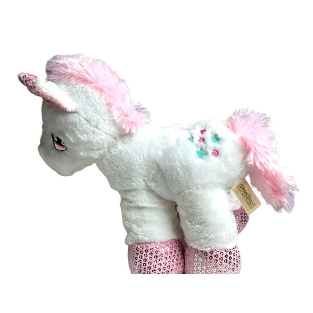 Dan Dee Plush Unicorn Stuffed Animal Pink Sequin Stars Embroidered Eyes Toy Gift